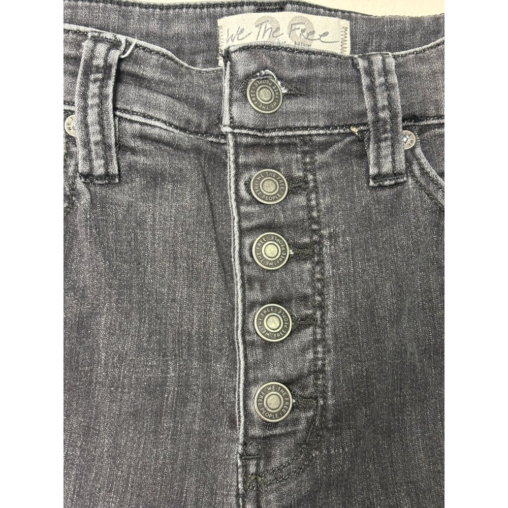 We The Free People Just Float On Flare Jeans Black Button Fly Raw Hem W29x L30 - Picture 2 of 12